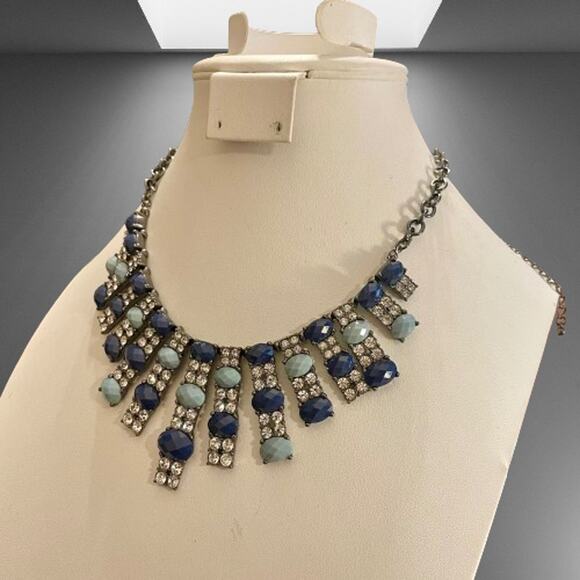 Blue Crystal Park Lane Utopia Bib Blue Crystal & Hematite Chain Necklace - Picture 7 of 7